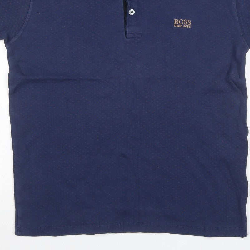 BOSS Hugo Boss Men’s Blue Small Geometric Logo Polo Shirt