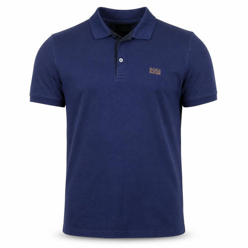 BOSS Hugo Boss Men’s Blue Small Geometric Logo Polo Shirt