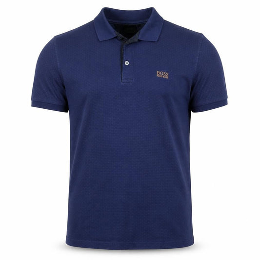 BOSS Hugo Boss Men’s Blue Small Geometric Logo Polo Shirt