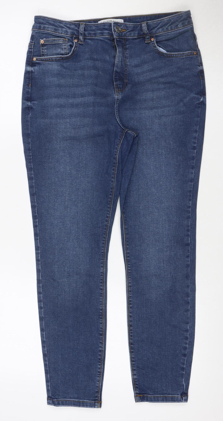 Primark Women’s Blue Straight Stretch Jeans UK 14 Mid Rise