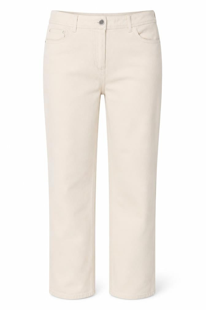M&Co Women's Ivory Size 12 Straight Stretch 5-Pocket Jeans