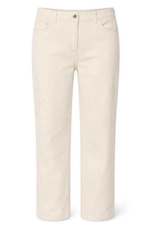 M&Co Women's Ivory Size 12 Straight Stretch 5-Pocket Jeans