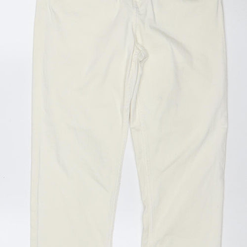 Marks and Spencer Women Ivory UK 10 Straight Stretch Jeans Short