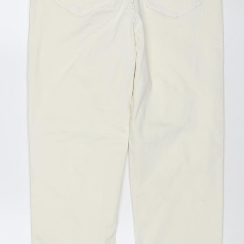 Marks and Spencer Women Ivory UK 10 Straight Stretch Jeans Short