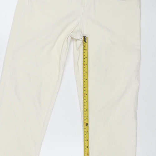 Marks and Spencer Women Ivory UK 10 Straight Stretch Jeans Short