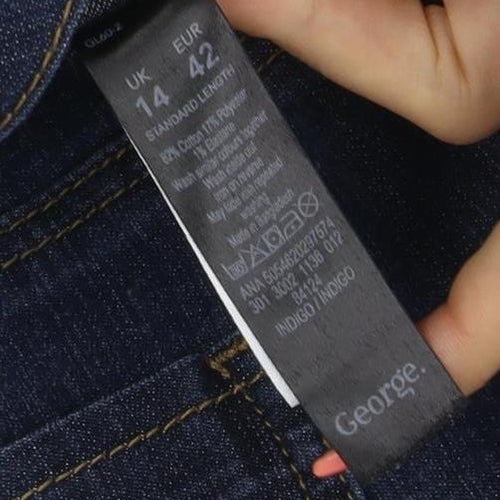 George Women’s Blue UK 14 Straight Mid Rise Stretch Jeans
