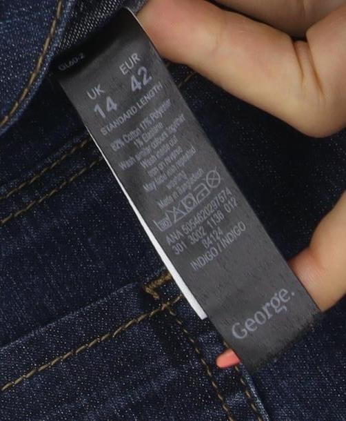 George Women’s Blue UK 14 Straight Mid Rise Stretch Jeans