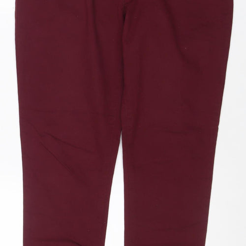 George Women’s Burgundy UK 12 Slim Straight Stretch Jeans Zip Detail