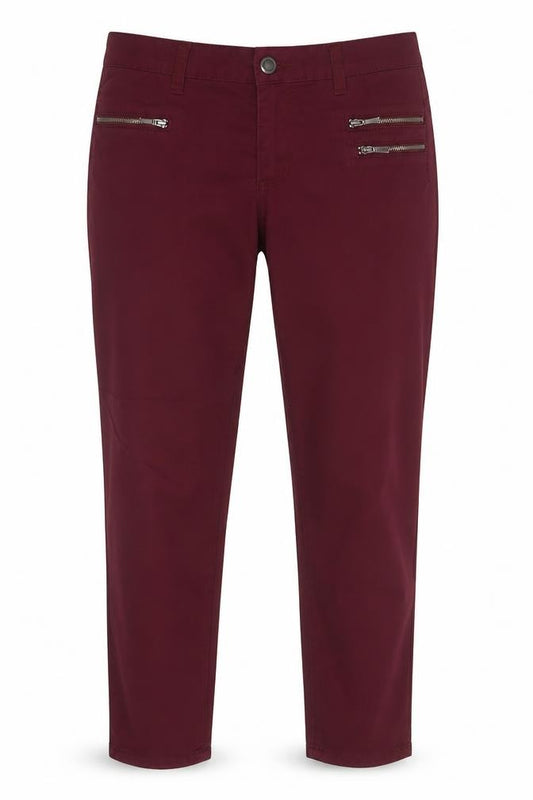 George Women’s Burgundy UK 12 Slim Straight Stretch Jeans Zip Detail
