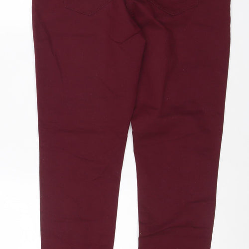 George Women’s Burgundy UK 12 Slim Straight Stretch Jeans Zip Detail