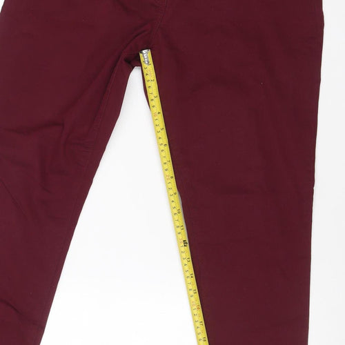 George Women’s Burgundy UK 12 Slim Straight Stretch Jeans Zip Detail