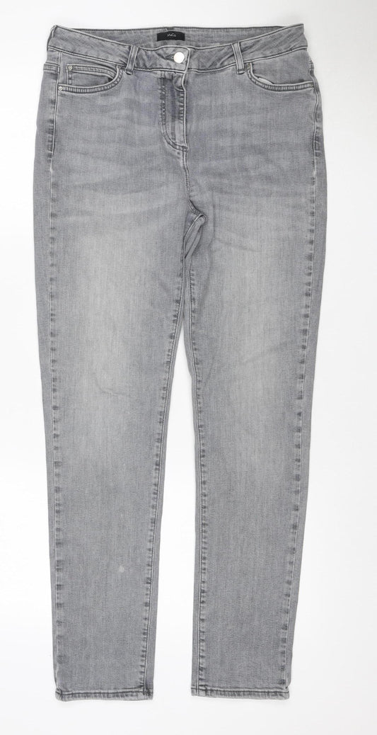M&Co Women’s Grey Straight Slim Stretch Jeans UK 14 Regular