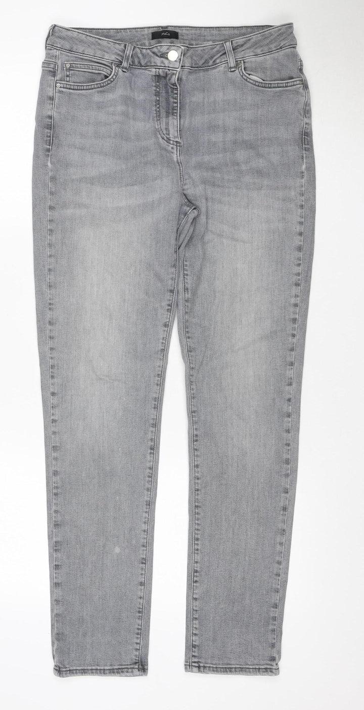 M&Co Women’s Grey Straight Slim Stretch Jeans UK 14 Regular