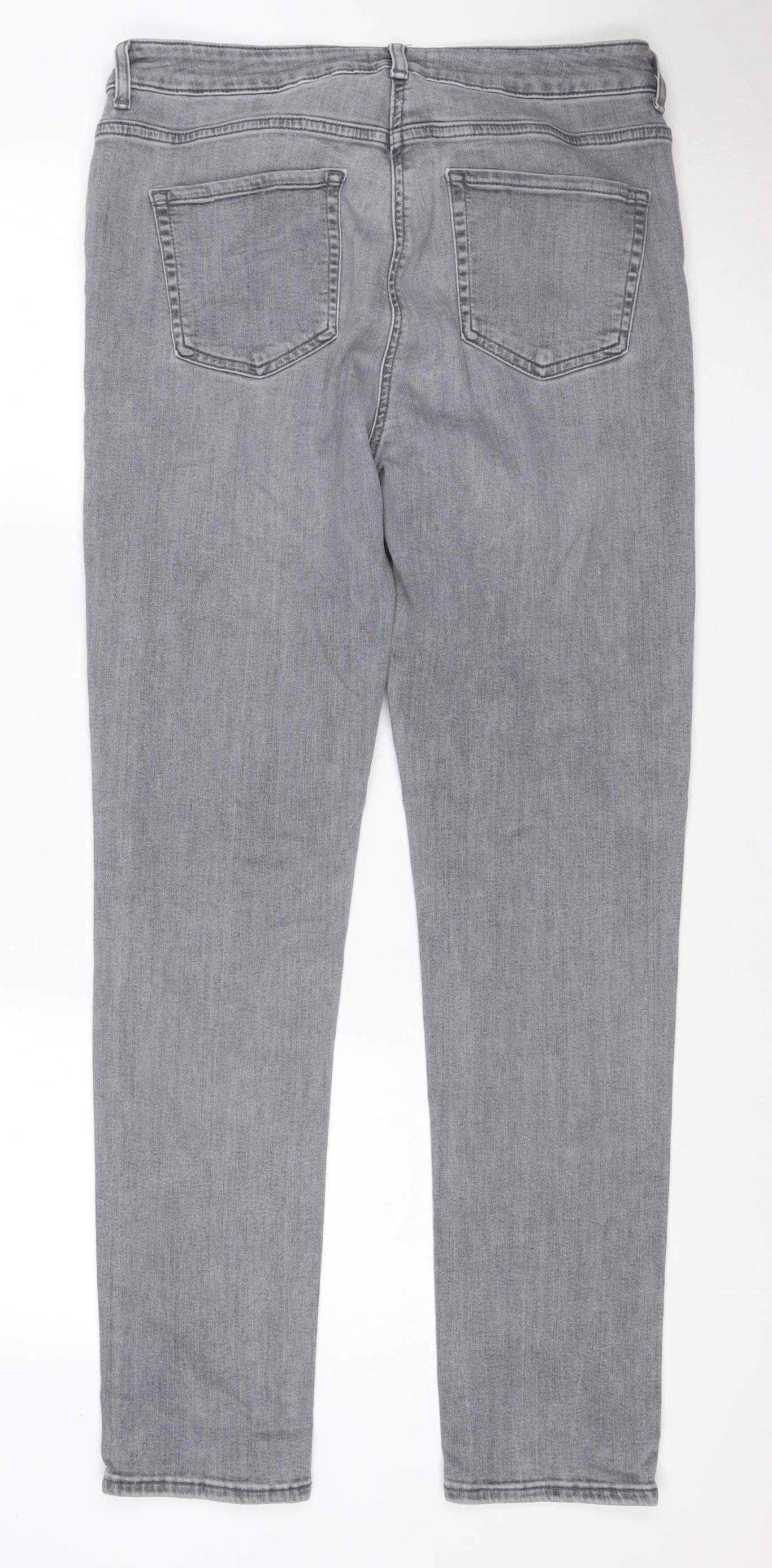 M&Co Women’s Grey Straight Slim Stretch Jeans UK 14 Regular
