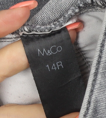 M&Co Women’s Grey Straight Slim Stretch Jeans UK 14 Regular