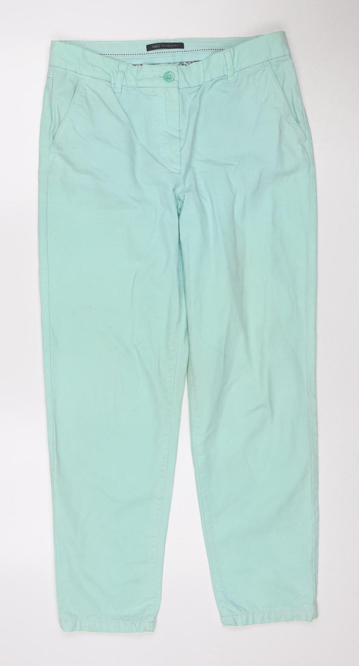 Marks and Spencer Women Green Size 10 Short Straight Cotton Jeans