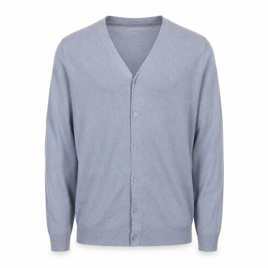 Paul Costelloe Men Blue S Linen Blend V-Neck Button Cardigan