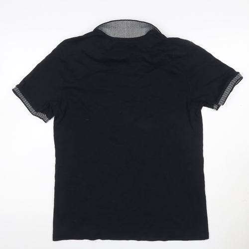 Next Men’s Black M Regular Fit Short Sleeve Collared Polo T-Shirt Cotton