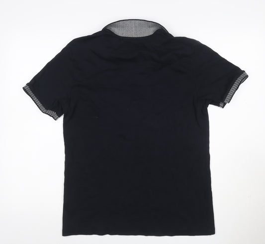 Next Men’s Black M Regular Fit Short Sleeve Collared Polo T-Shirt Cotton