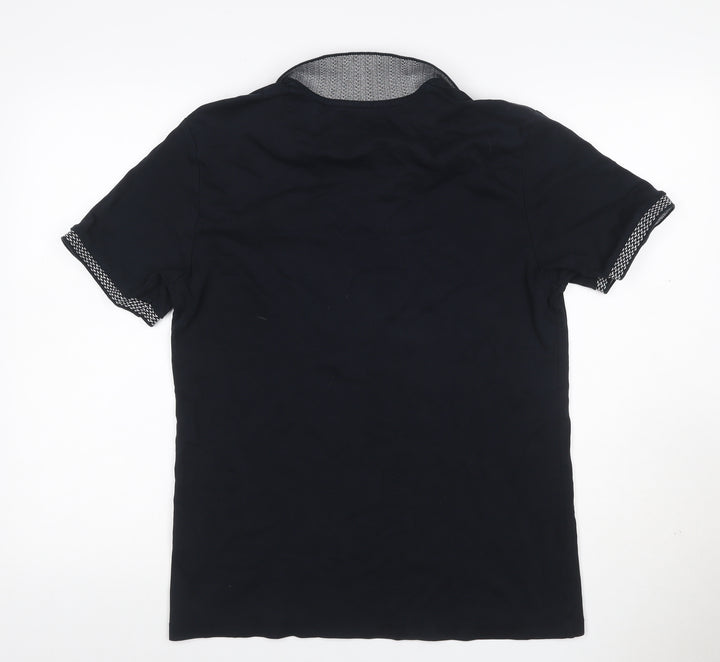 Next Men’s Black M Regular Fit Short Sleeve Collared Polo T-Shirt Cotton