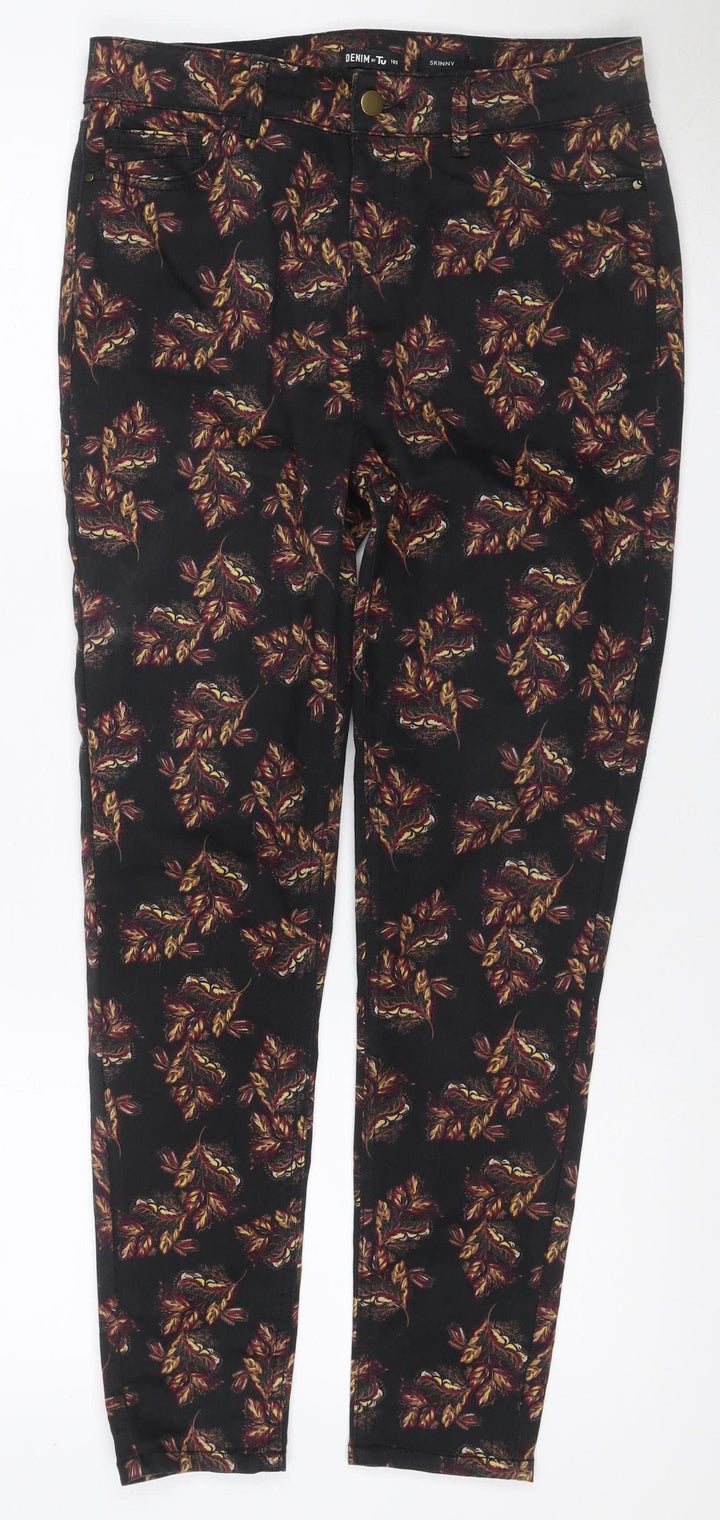 TU Women’s Black Floral Skinny Jeans Size 10 Slim Petite Stretch