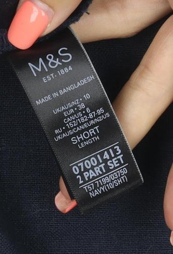 Marks and Spencer Women Blue Size 10 Straight Lyocell Trousers Short