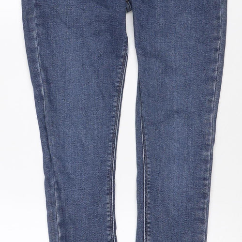 River Island Women Blue Size 10 Mid Rise Skinny Stretch Jeans Frayed Hem