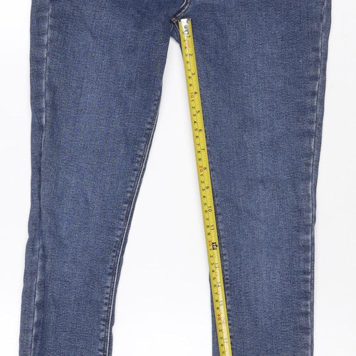 River Island Women Blue Size 10 Mid Rise Skinny Stretch Jeans Frayed Hem