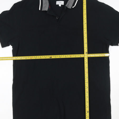 Next Men’s Black L Cotton Contrast Trim Short Sleeve Polo Shirt