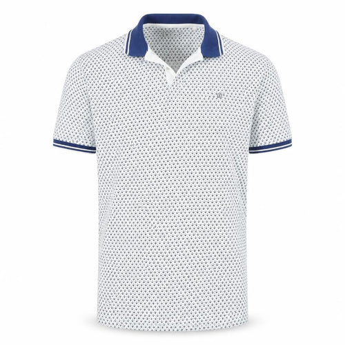 Next SP Men’s White Navy Geometric Print Short Sleeve Polo Shirt M