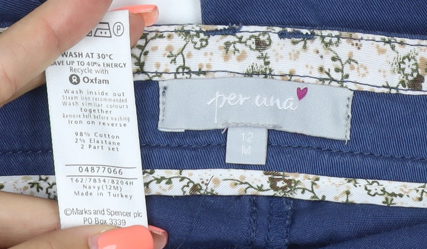 Marks & Spencer Women Blue UK 12 Bootcut Stretch Jeans Floral Trim