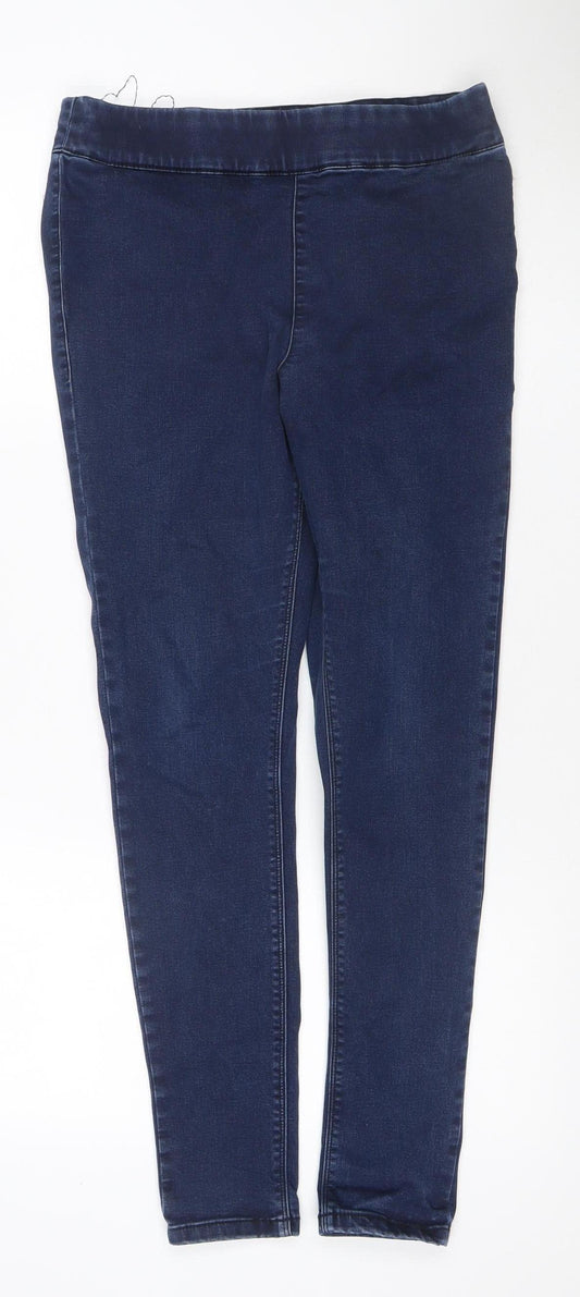M&S Women Blue UK 12 Skinny Stretch Jeggings Dark Wash Denim