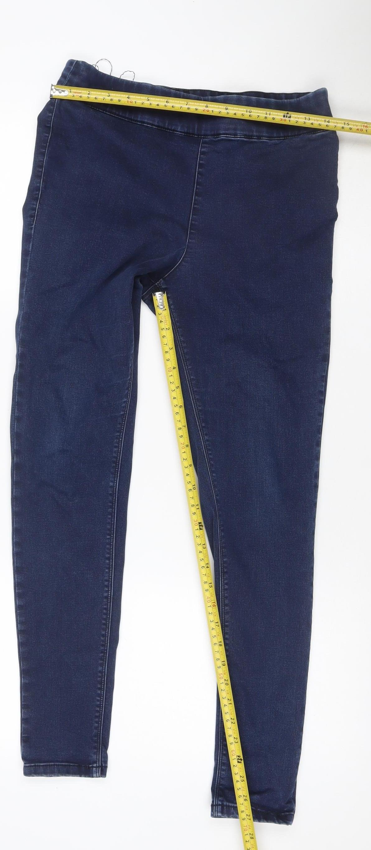 M&S Women Blue UK 12 Skinny Stretch Jeggings Dark Wash Denim