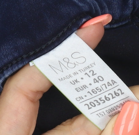 M&S Women Blue UK 12 Skinny Stretch Jeggings Dark Wash Denim