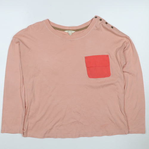 White Stuff Women’s Pink UK 12 Basic Jersey Long Sleeve Pocket T-Shirt