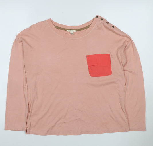 White Stuff Women’s Pink UK 12 Basic Jersey Long Sleeve Pocket T-Shirt