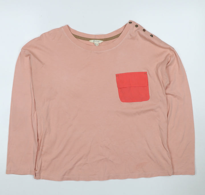 White Stuff Women’s Pink UK 12 Basic Jersey Long Sleeve Pocket T-Shirt
