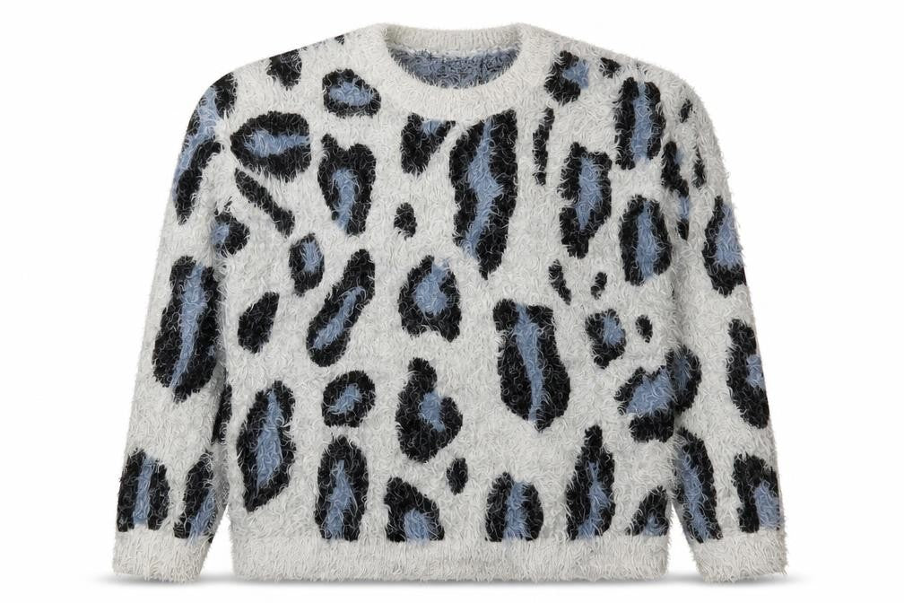 Front view of Urban Classics Women’s Multicoloured Leopard Fuzzy Knit Jumper S