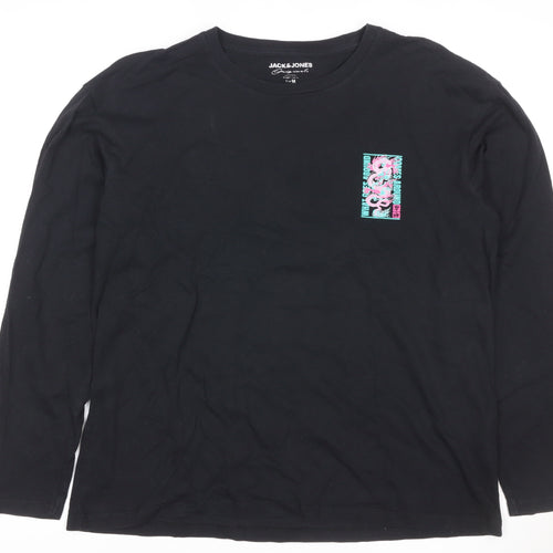 Jack & Jones Men's Black M Dragon Graphic Long Sleeve T-Shirt