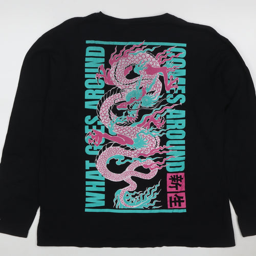 Jack & Jones Men's Black M Dragon Graphic Long Sleeve T-Shirt