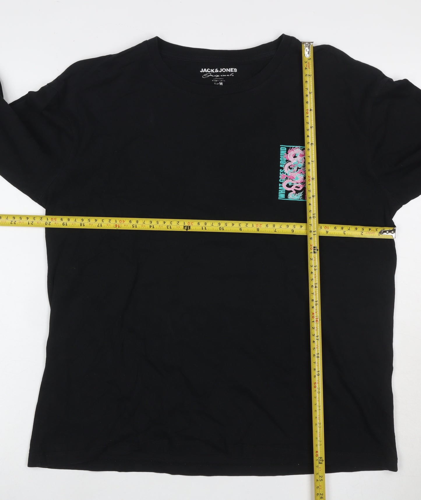 Jack & Jones Men's Black M Dragon Graphic Long Sleeve T-Shirt