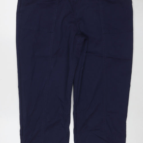 M&Co Women’s Navy Blue Size 14 Cropped Straight Cotton Trousers