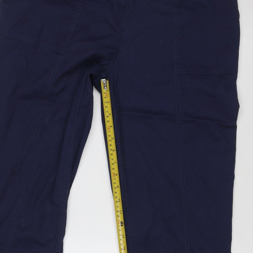 M&Co Women’s Navy Blue Size 14 Cropped Straight Cotton Trousers