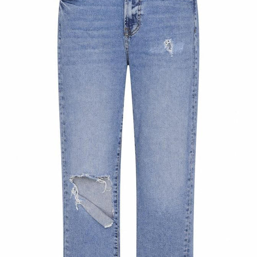 New Look Women Blue UK 10 Straight Distressed Raw Hem Jeans