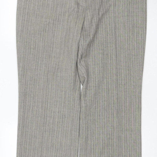 Marks & Spencer Women Grey Striped Elastic Waist Trousers UK 18