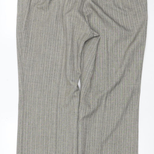 Marks & Spencer Women Grey Striped Elastic Waist Trousers UK 18