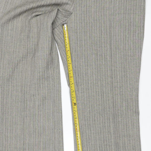 Marks & Spencer Women Grey Striped Elastic Waist Trousers UK 18