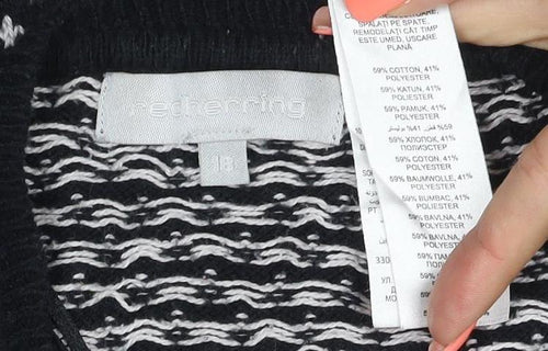 Bercning Women Black White S Fair Isle Knit Tunic Jumper 3/4 Sleeve