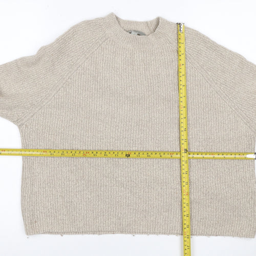 ASOS Women Beige UK 6 Ribbed Mock Neck Raglan Knit Pullover Jumper