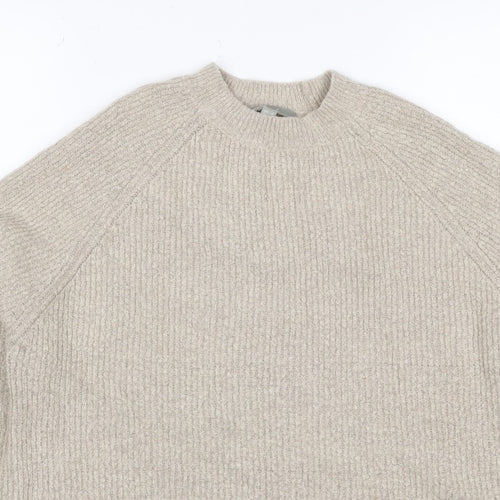 ASOS Women Beige UK 6 Ribbed Mock Neck Raglan Knit Pullover Jumper